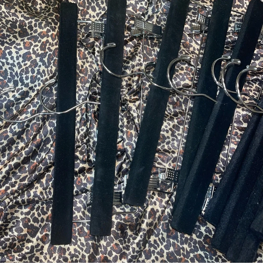 10 Crushed Velvet Black and Silver Pant Hangers